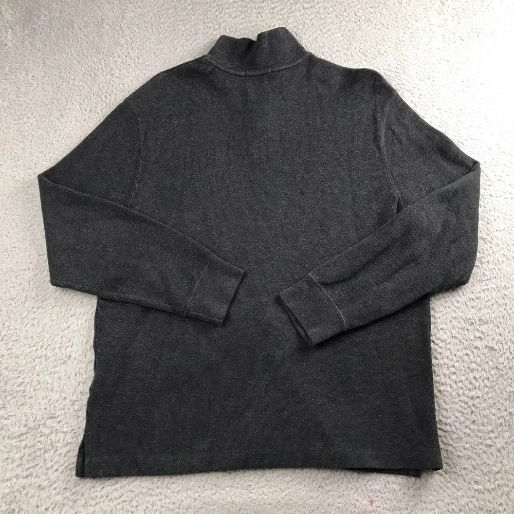 Polo Ralph Lauren Pullover Men L Gray Quarter Zip Cotton Ribbed Knit Sweater